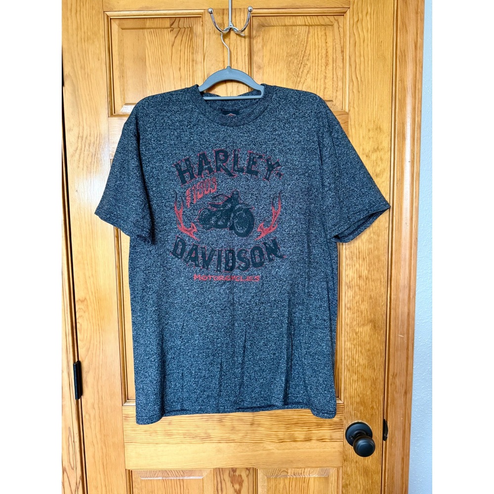 Harley Davidson Motorcycles TShirt Mens Large Texas Bedford Graphic Heather Gray